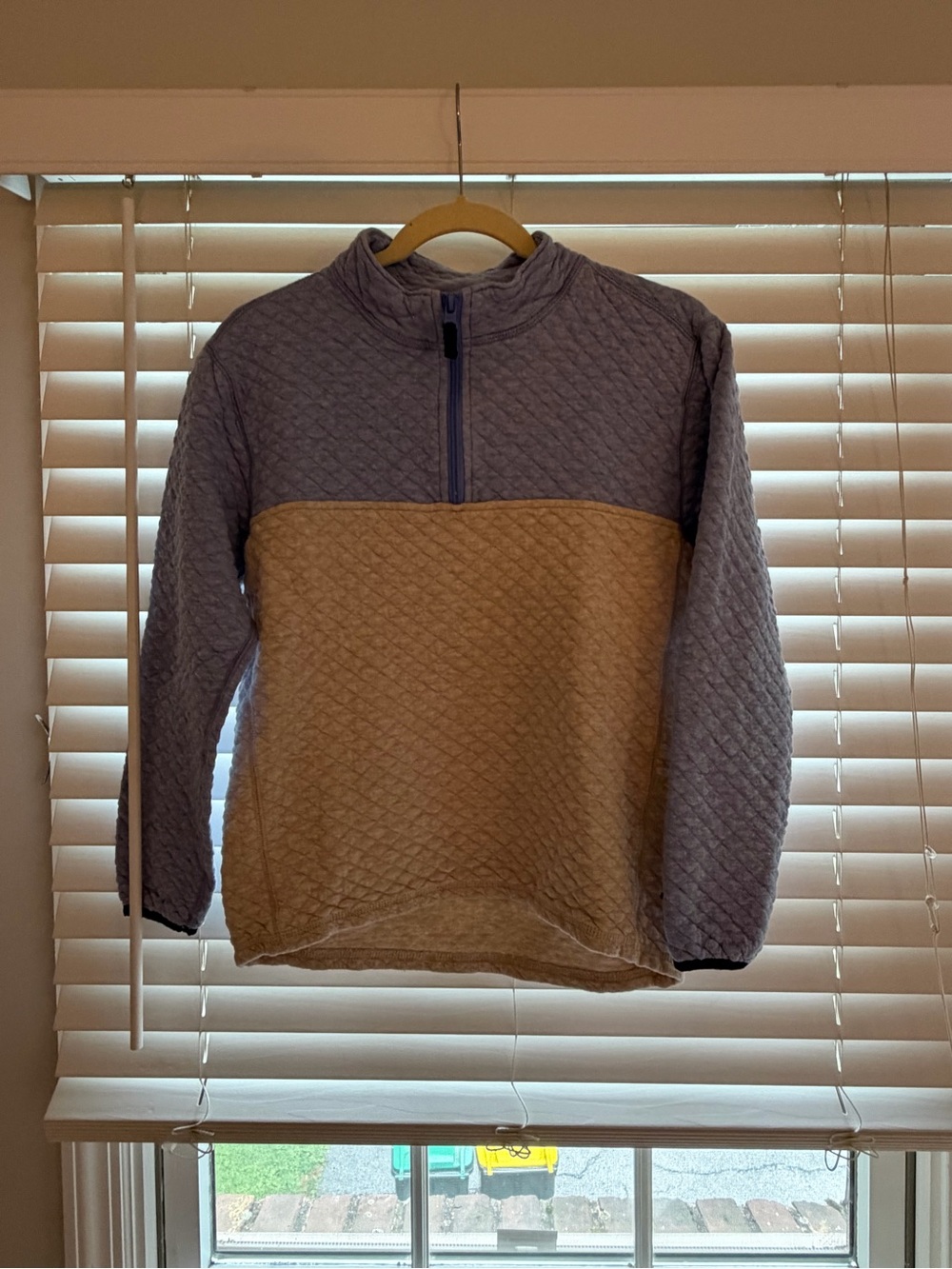 Crewcuts Quilted Half-Zip Colorblock Pullover - Lavender and Beige